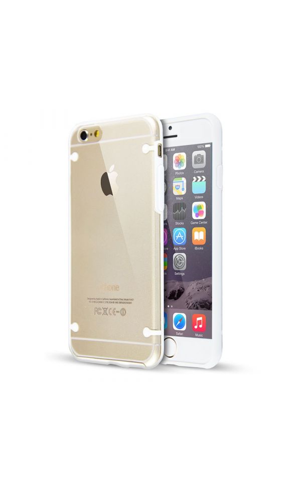 Clear Hard Back Silicone TPU Bumper Cover Case for iPhone 6 Plus White
