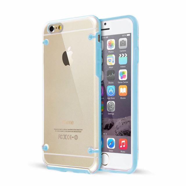 Clear Hard Back Silicone TPU Bumper Cover Case for iPhone 6 Plus Blue